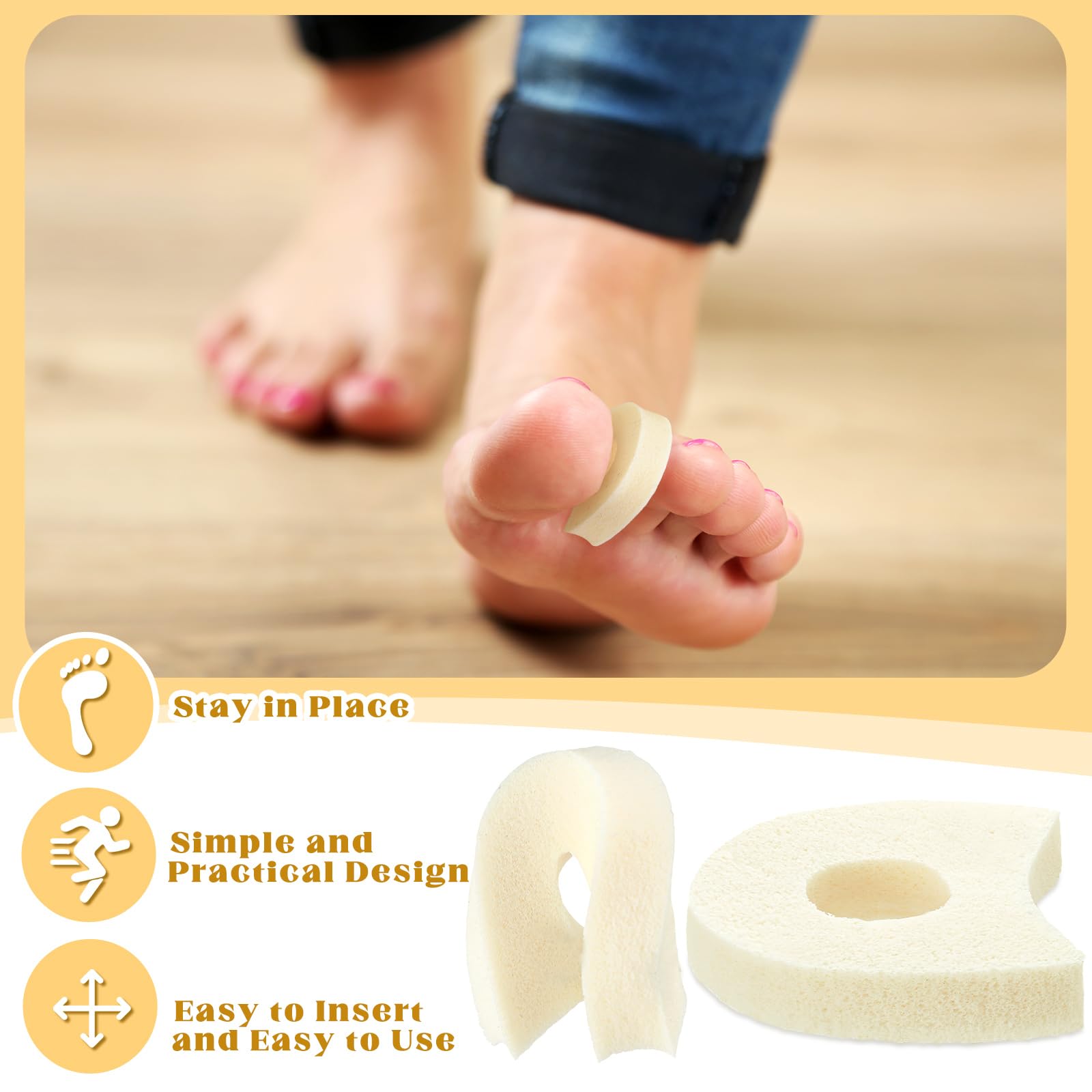 Close up of soft foam texture of TrelaCo toe separators