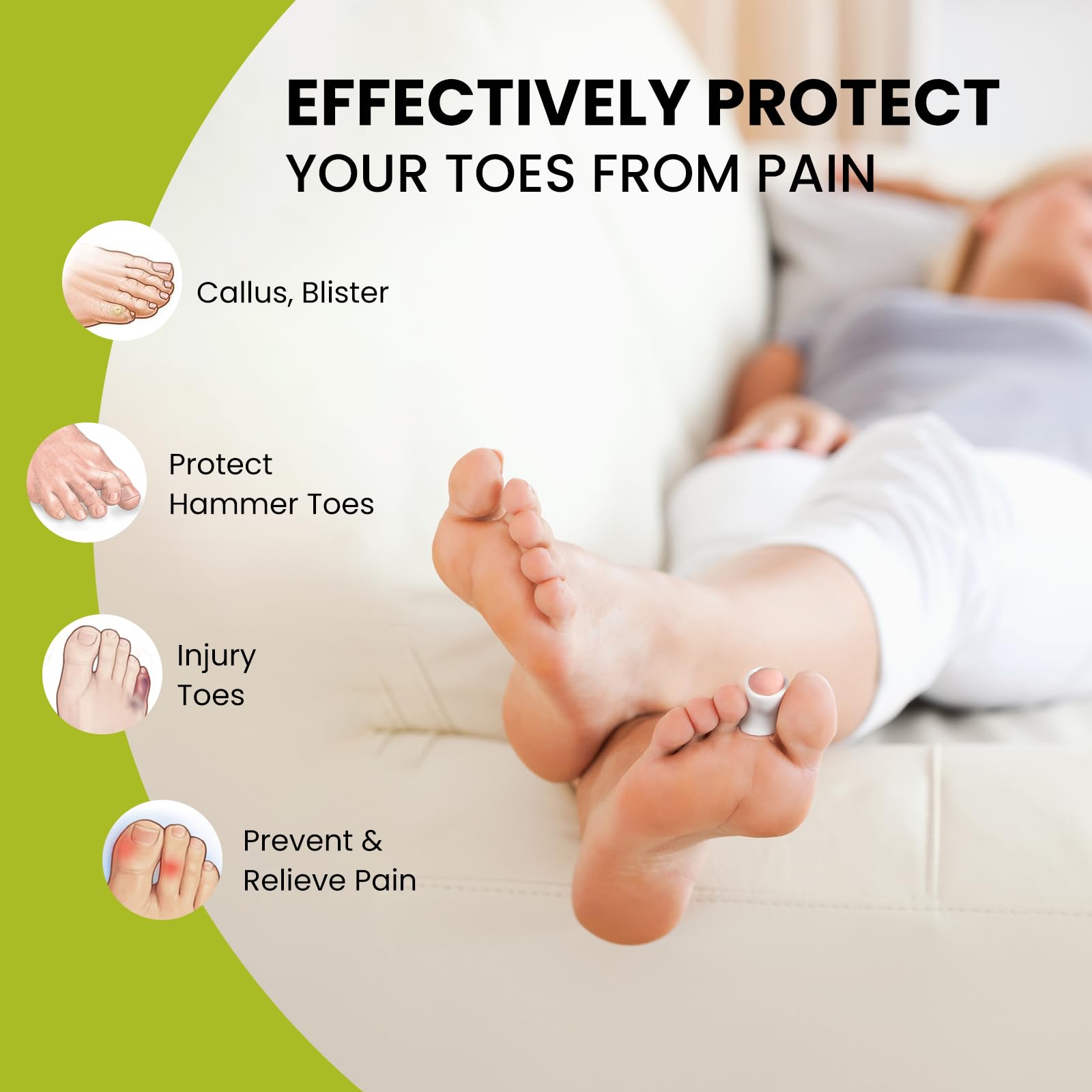 Soft medical grade silicone material of Bukihome toe sleeves