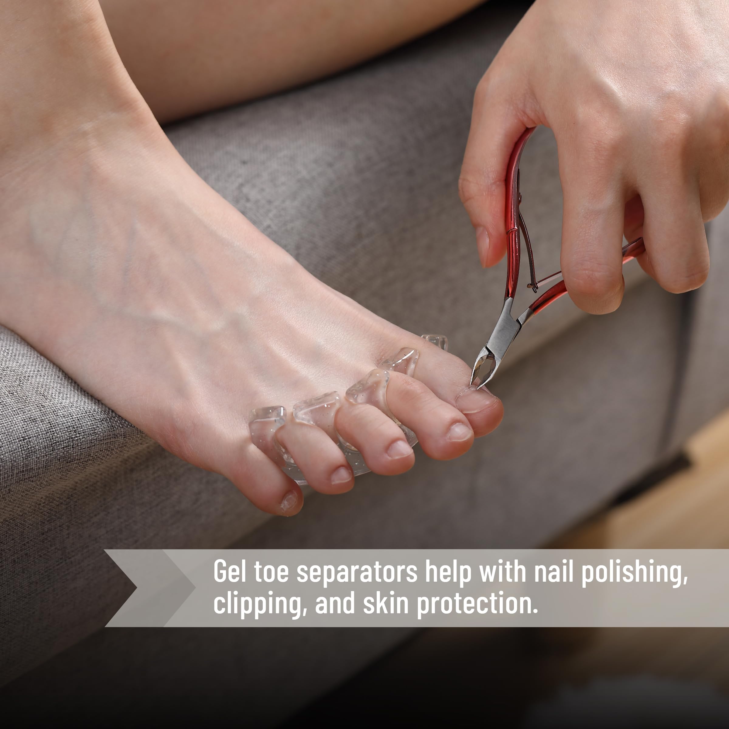 Washable silicone toe separators for comfortable home pedicure