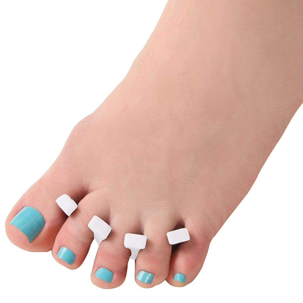 Individually wrapped white toe separators for pedicure