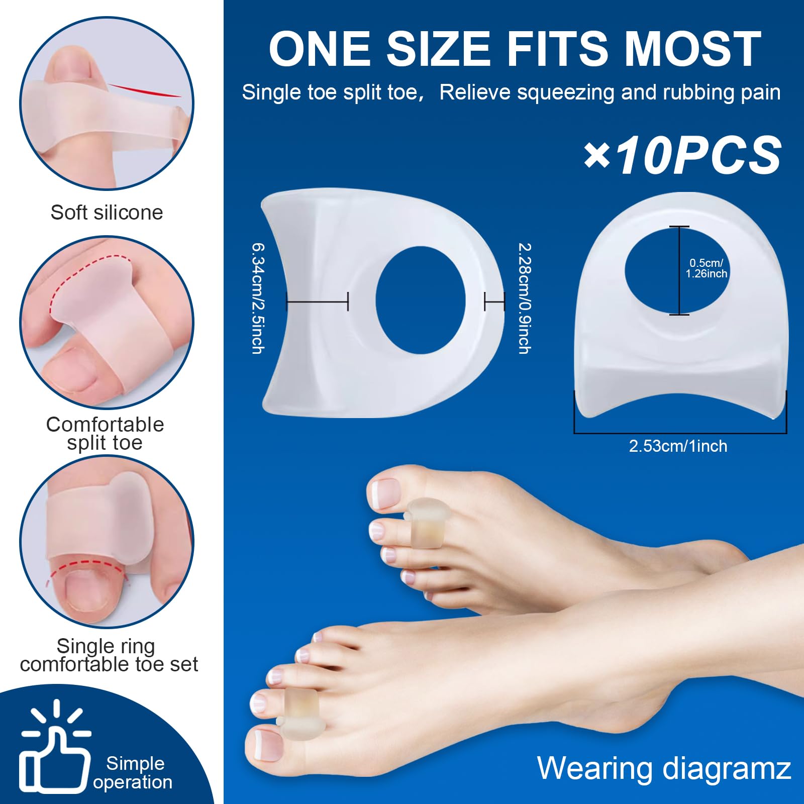 Viexpand silicone toe separators for overlapping toes alignment