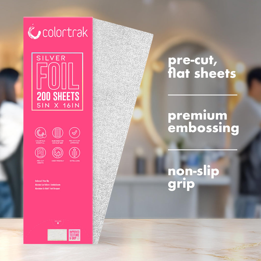 Side profile of Colortrak hair coloring foil box packaging