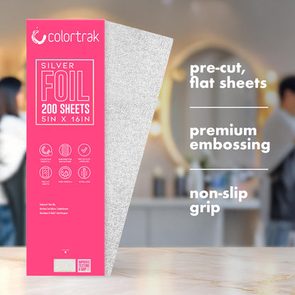 Side profile of Colortrak hair coloring foil box packaging