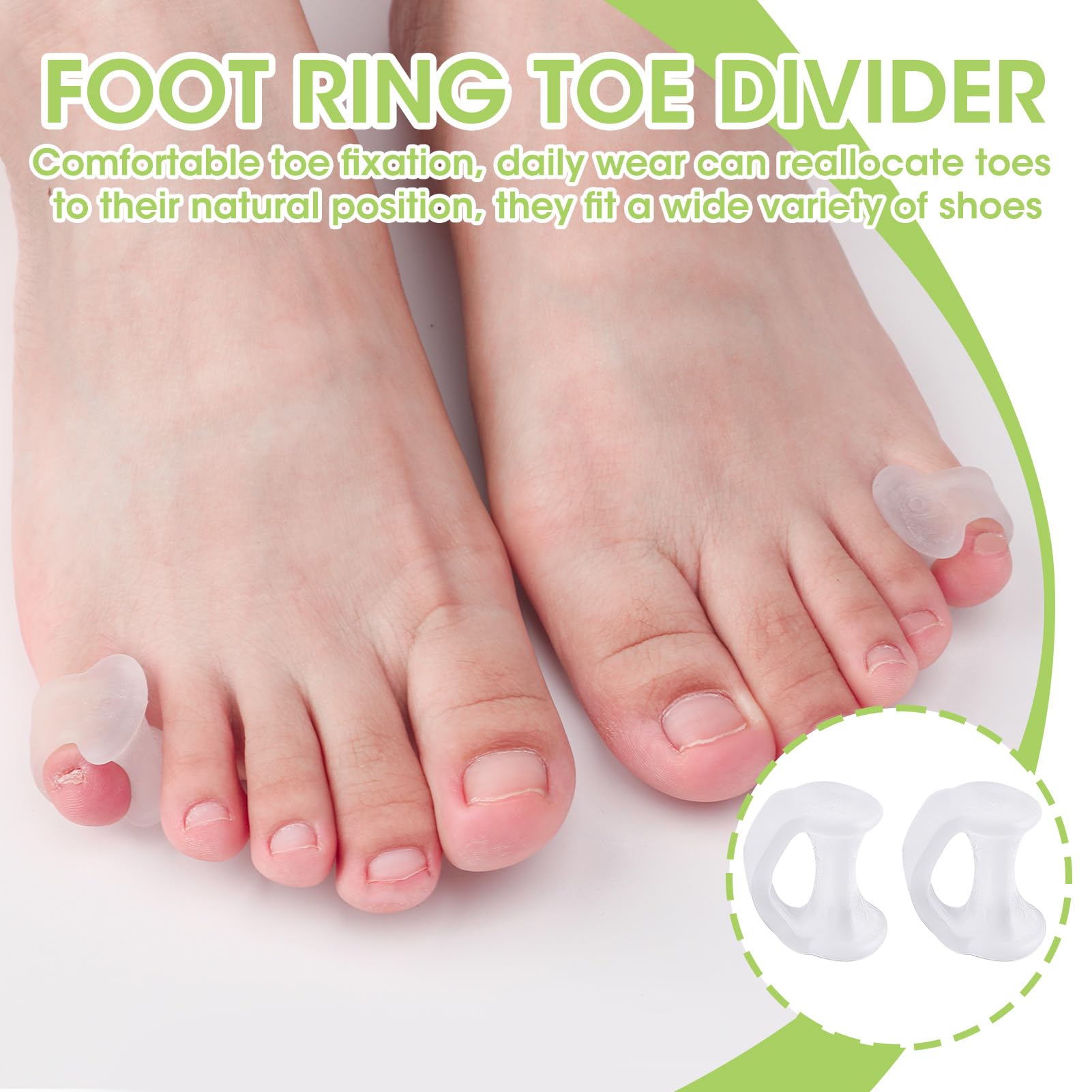 Gel toe separators for overlapping toes application