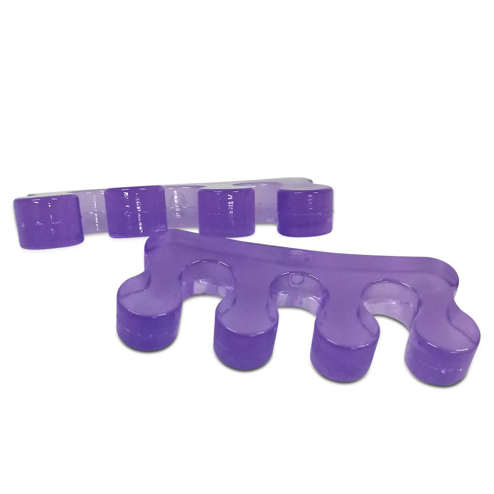 Yoga Toes blue toe stretcher worn on feet