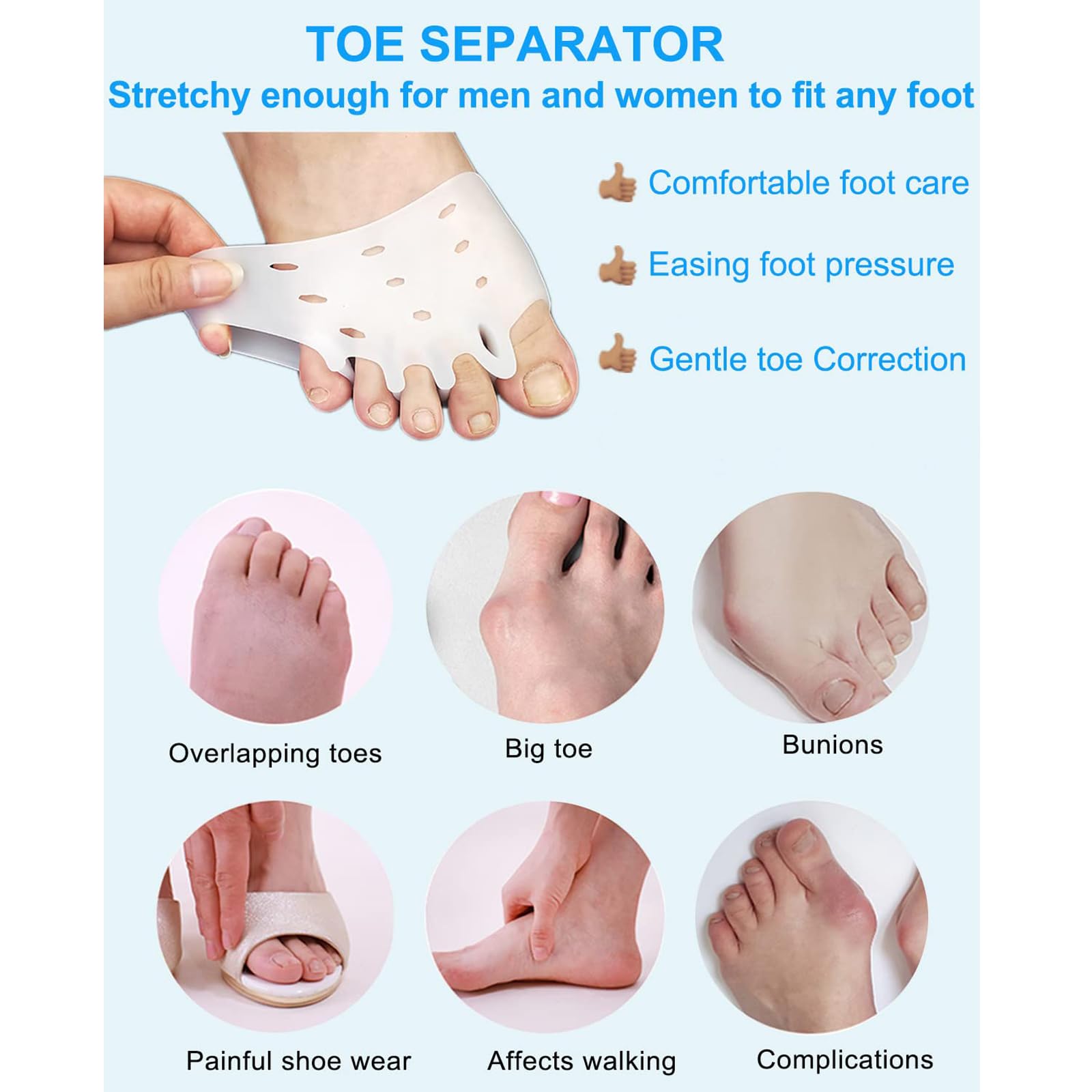 Weraeraw silicone toe spacers showing honeycomb metatarsal pad texture