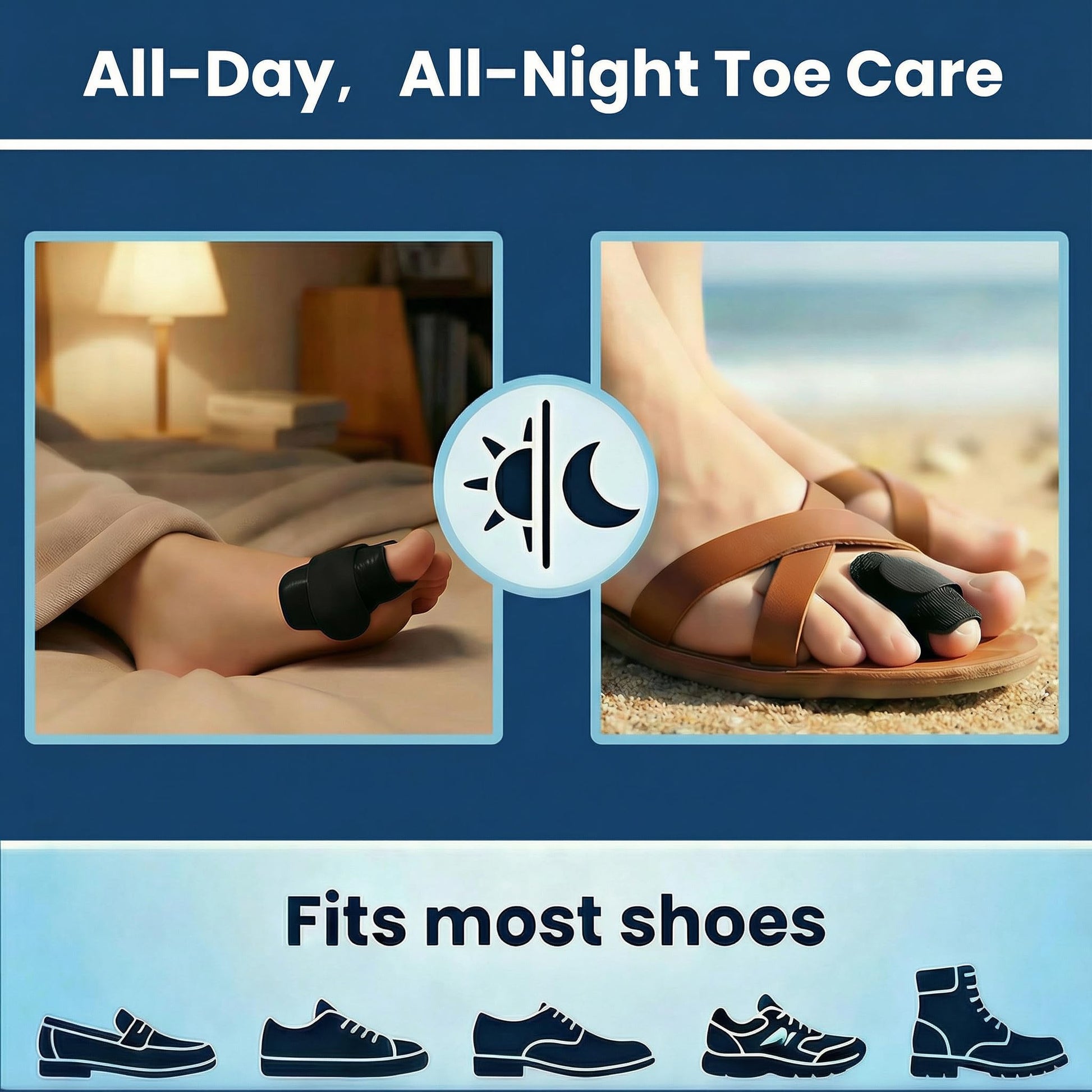 Side view of jnater hammer toe corrector on a foot