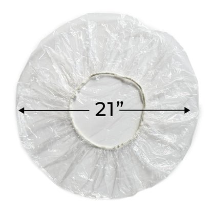 Clear plastic hair processing cap being used for deep conditioning treatment