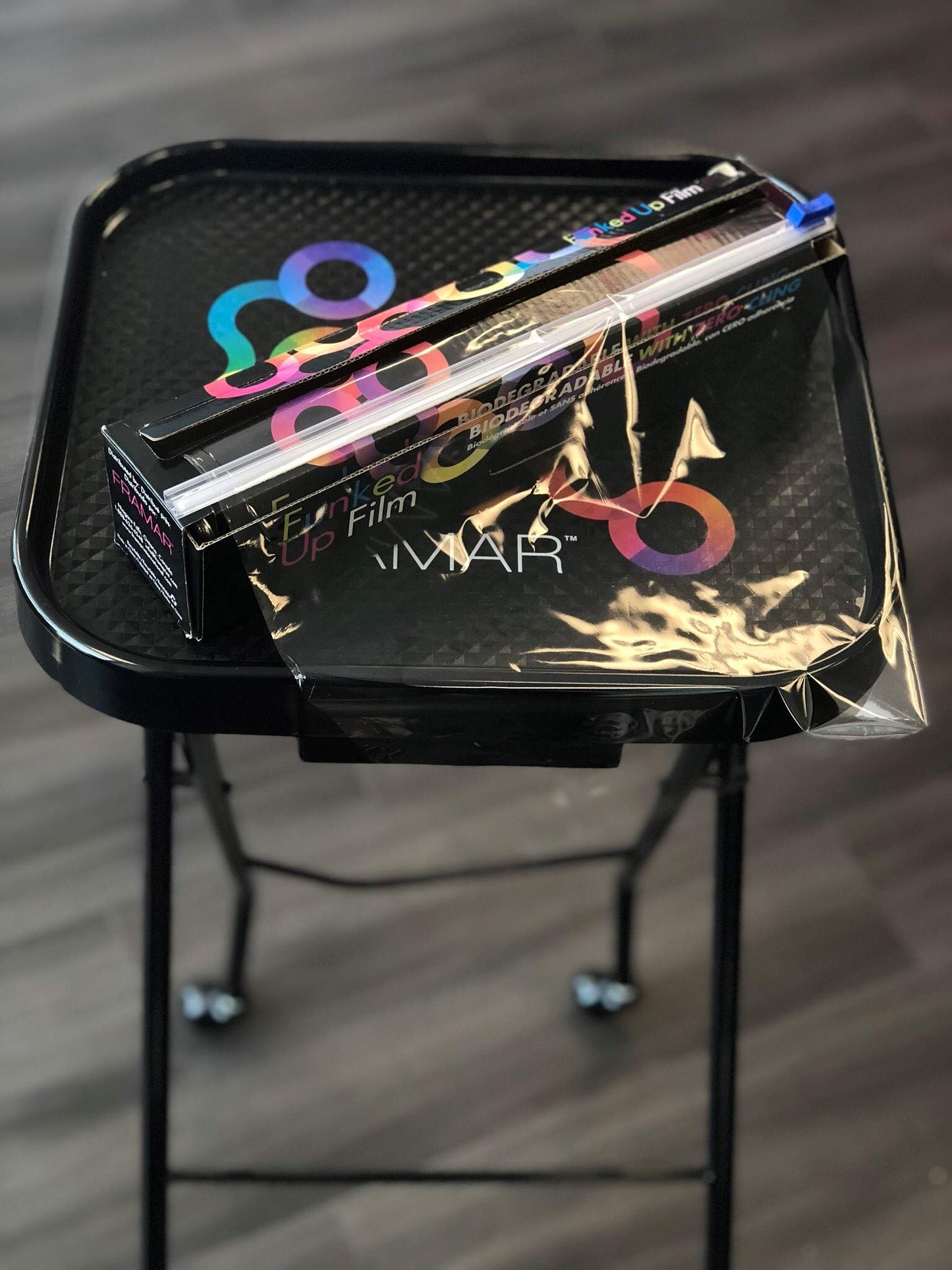 Transparent balayage film sheet being dispensed