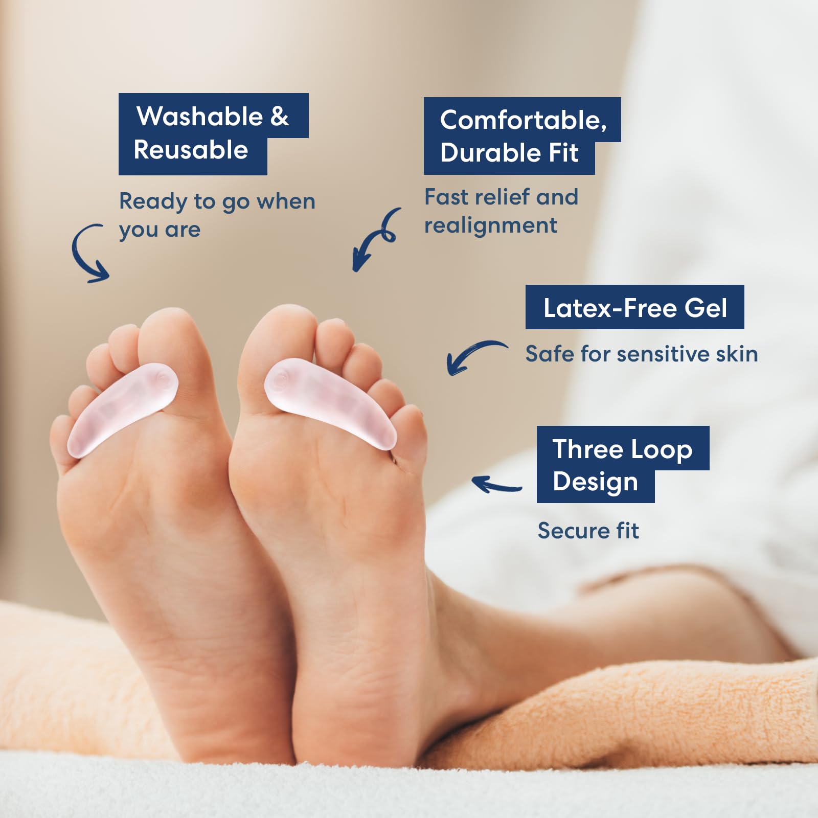 Three loop gel design for toe alignment