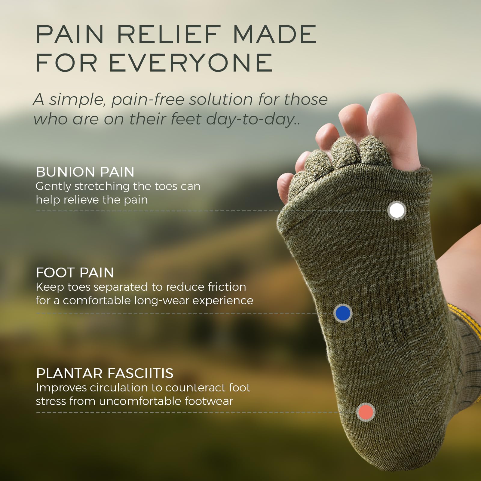 Burning Barefoot socks worn for bunion relief