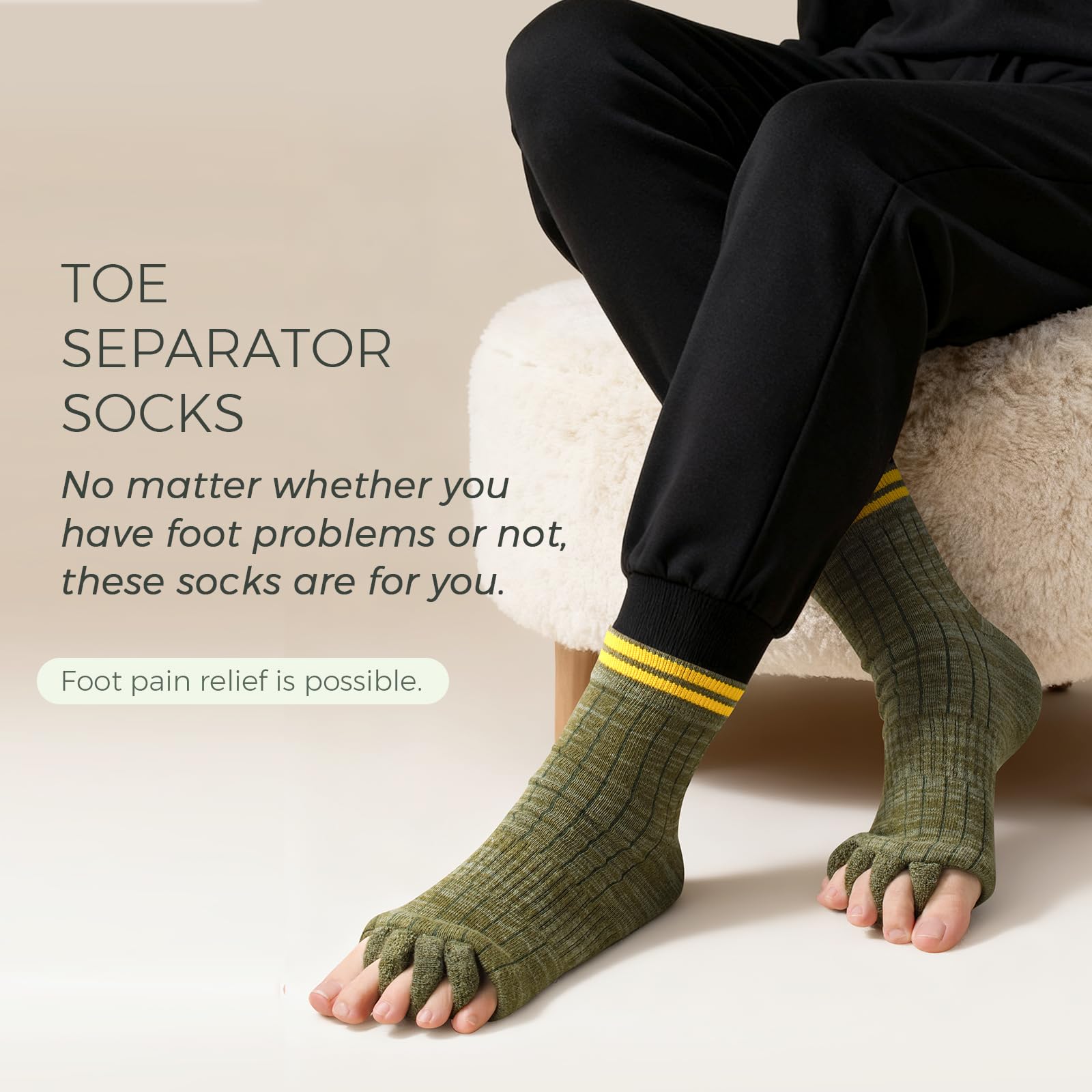 Breathable cotton toe socks for foot health
