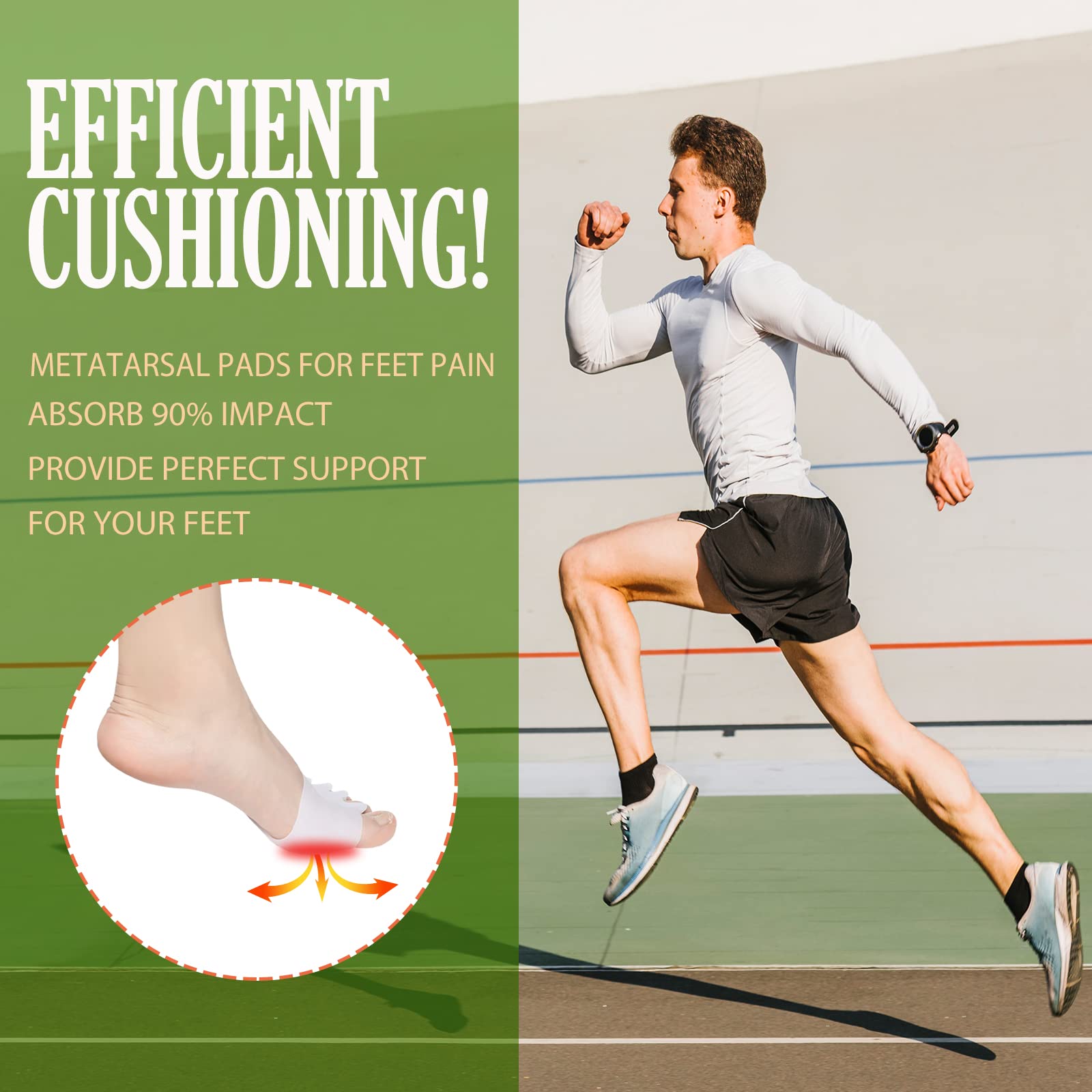 Breathable honeycomb metatarsal cushions for ball of foot