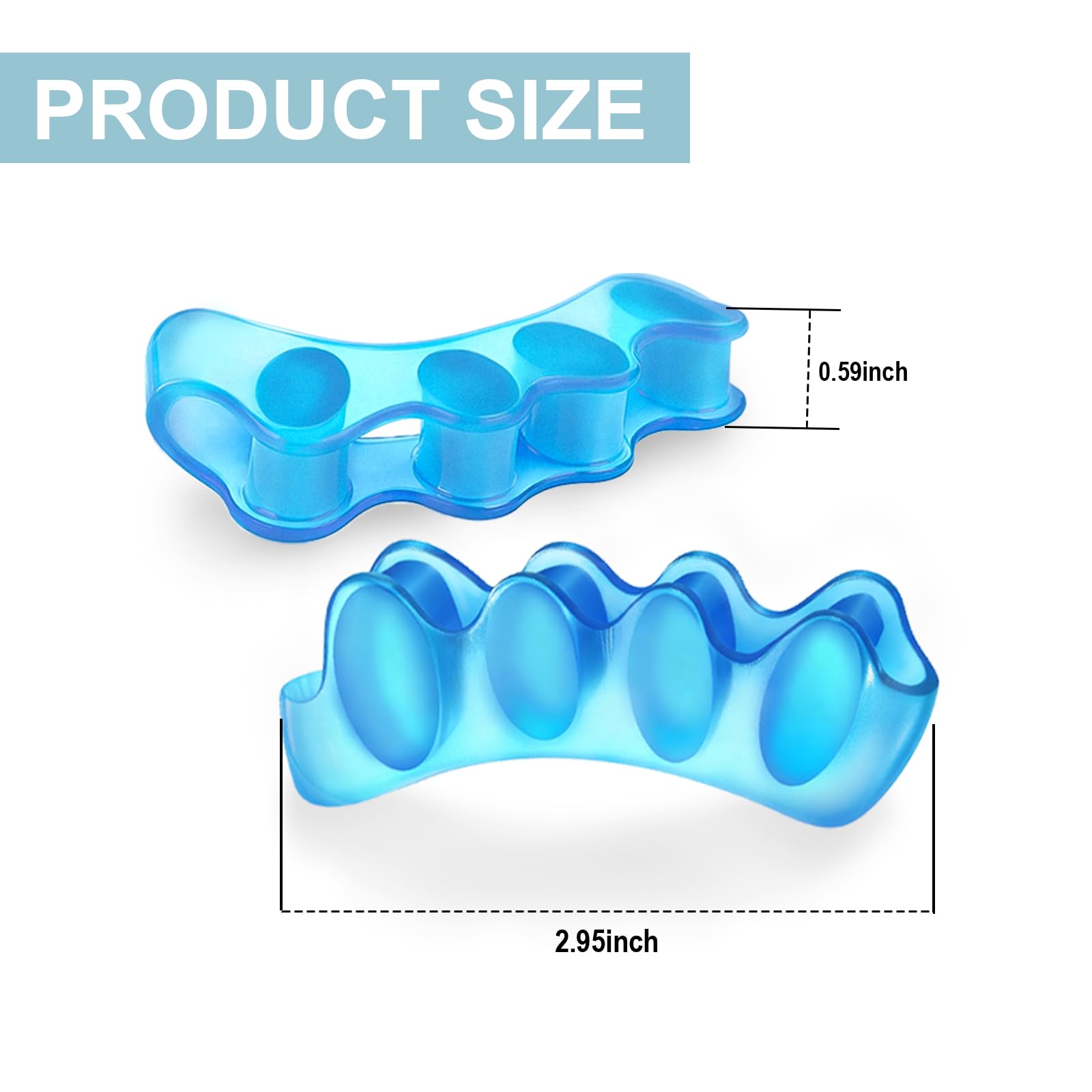 SNOQ soft silicone toe spacers for overlapping toes