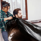 Close up of waterproof polyethylene material of Willbond salon cape