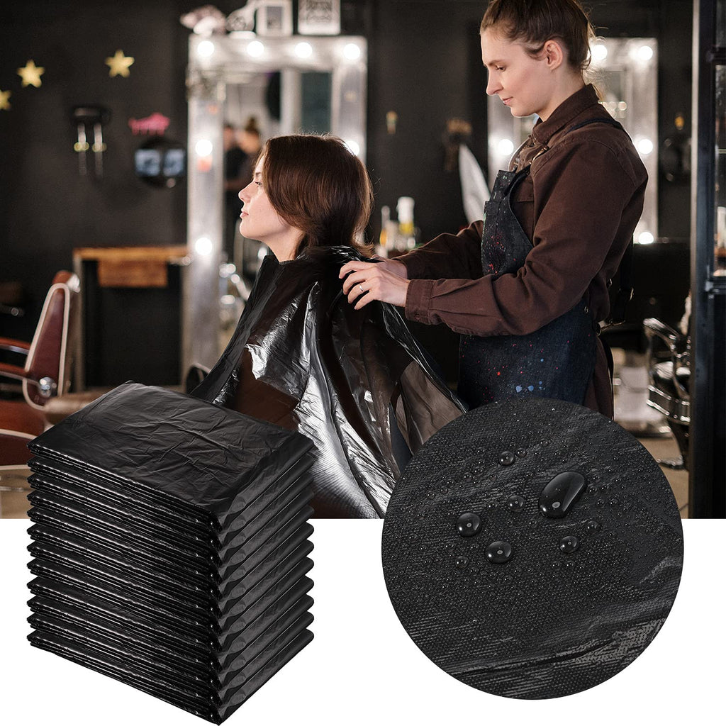 Disposable barber cape covering shoulders for hair cutting session