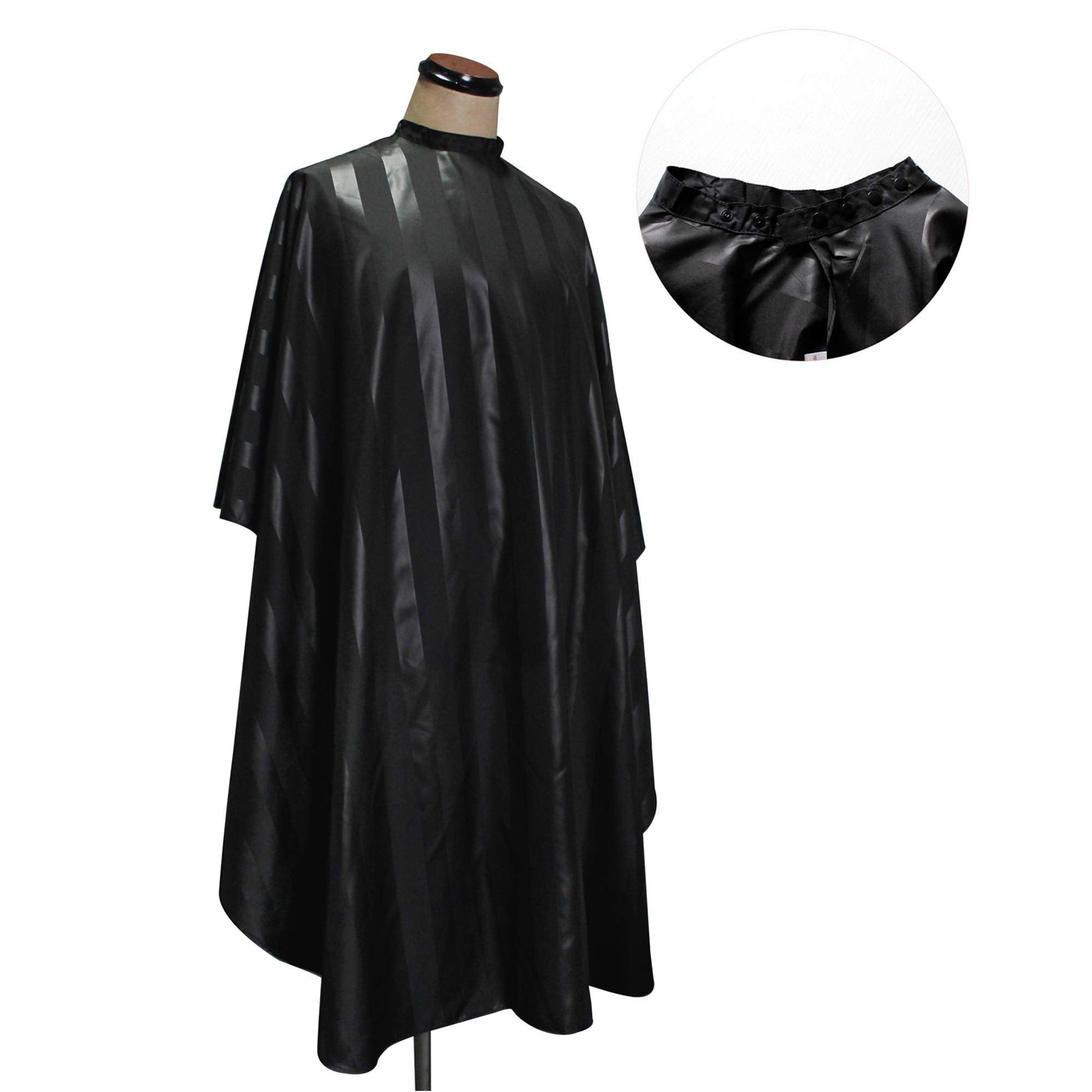 Smarthair barber cape showing adjustable snap button closure