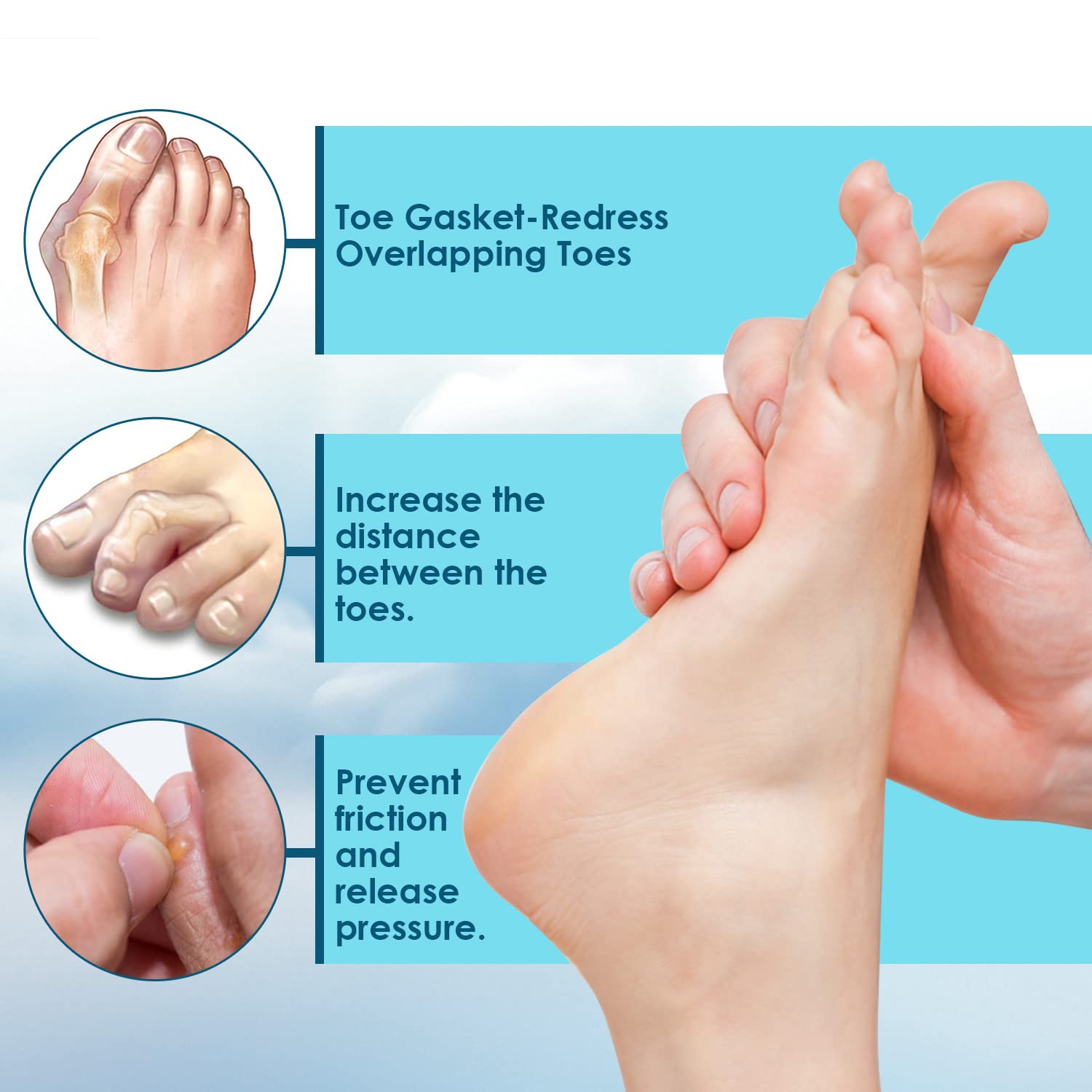 Kimihome toe spacers for bunion and overlapping toe relief