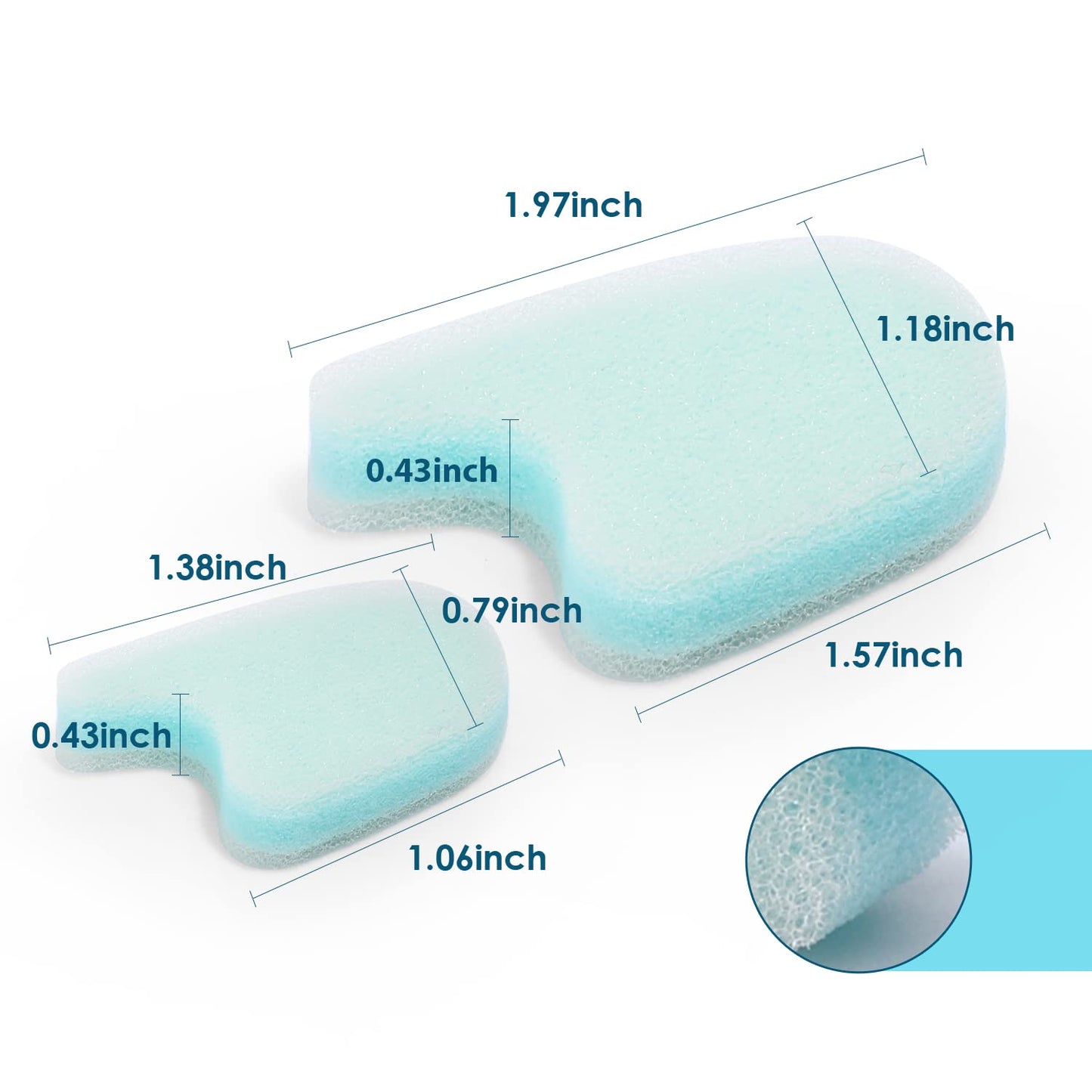 Set of blue foam toe separators for foot comfort