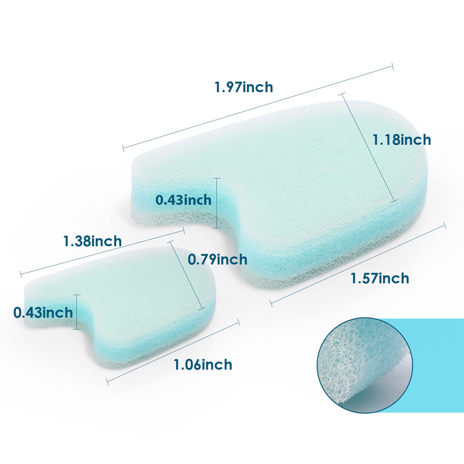 Set of blue foam toe separators for foot comfort