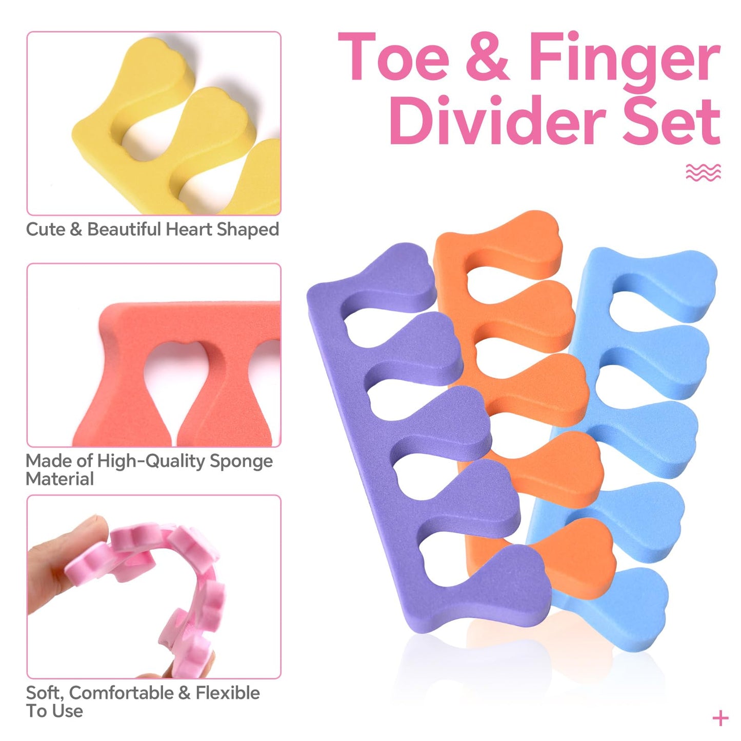 Colorful 24 piece toe separator set for pedicure