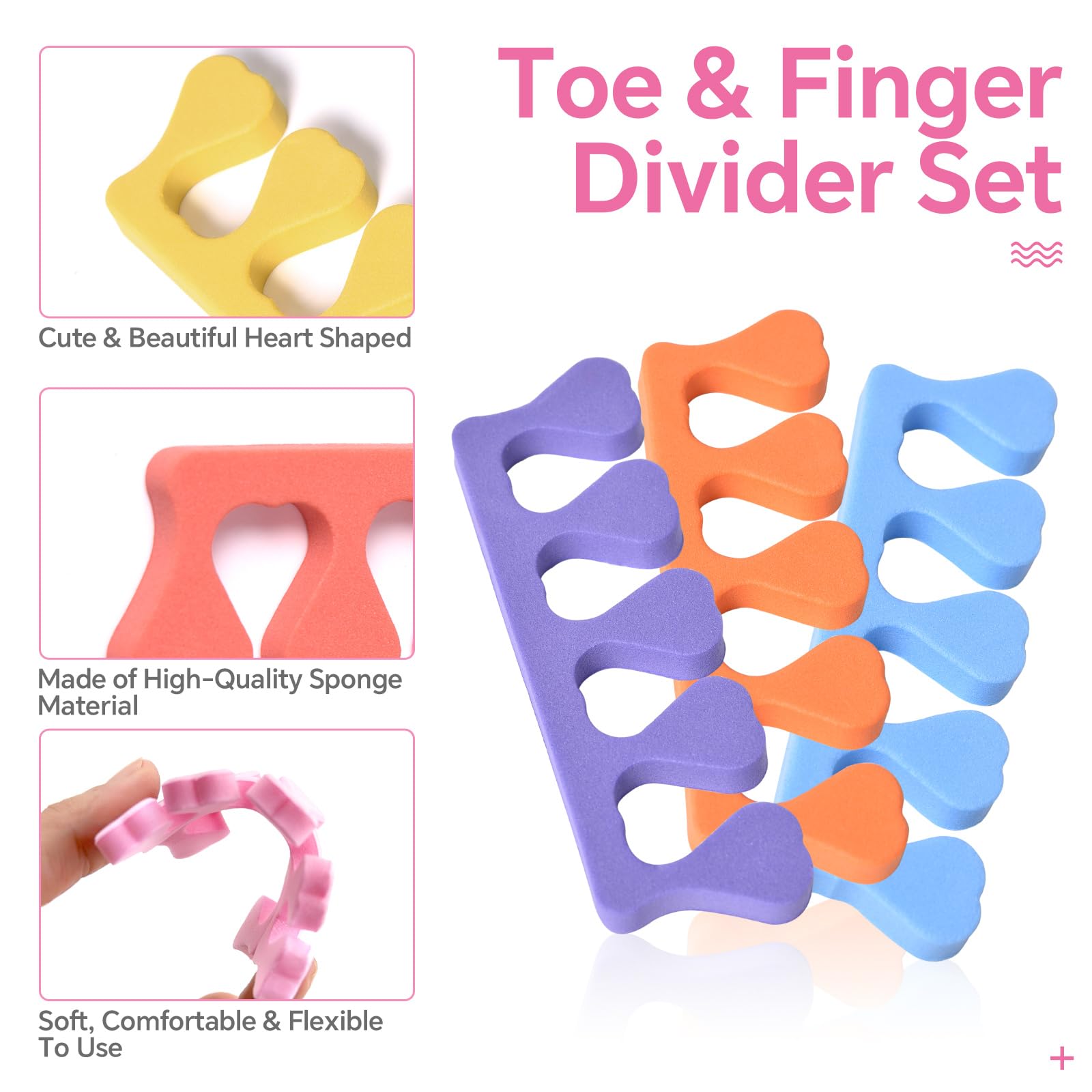 Colorful 24 piece toe separator set for pedicure