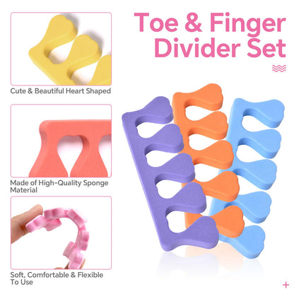 Colorful 24 piece toe separator set for pedicure