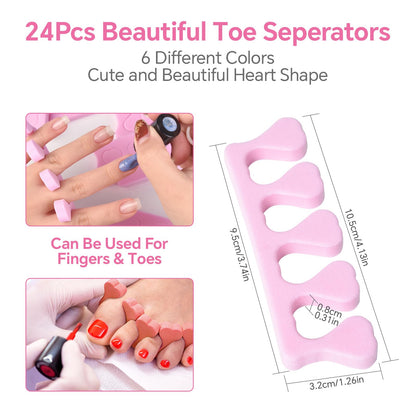 Person using heart shaped toe spacers for nail polish