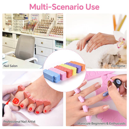 Close up of soft foam toe dividers for manicure