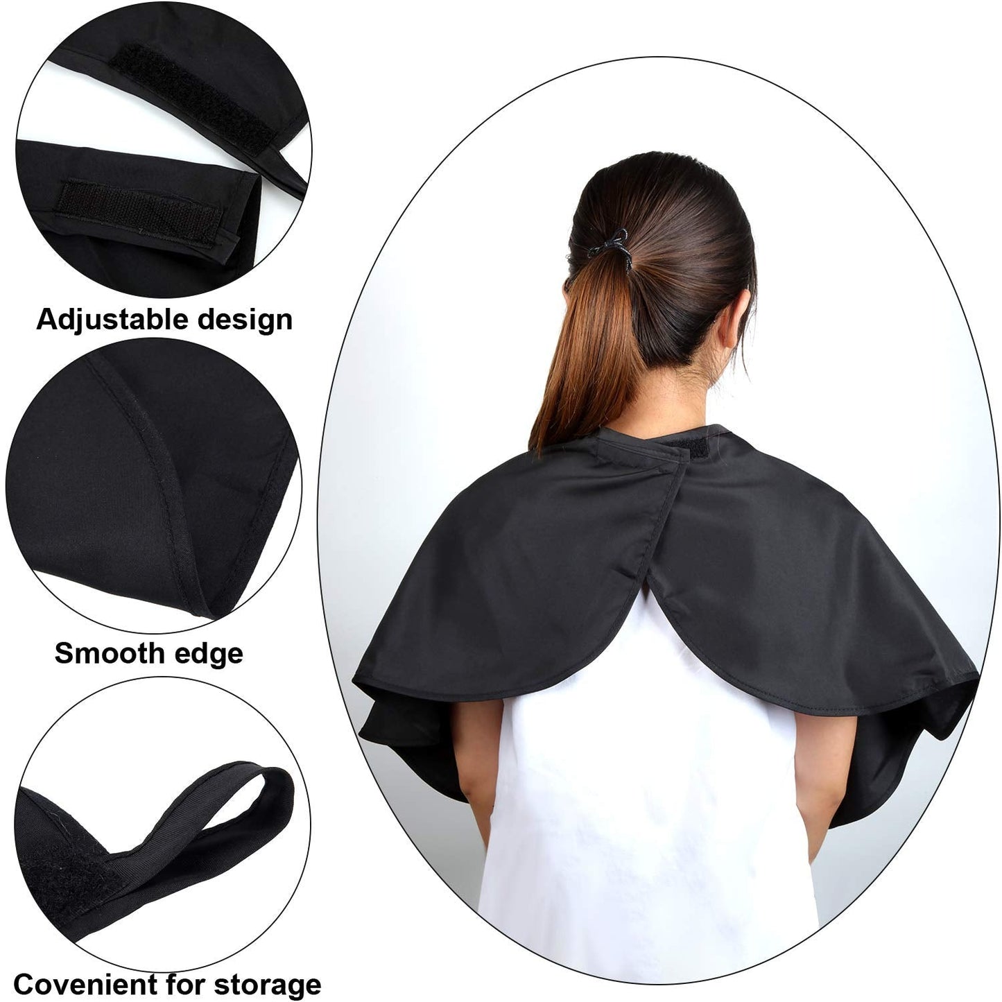 Two pack black hair cutting and styling capes for salon use