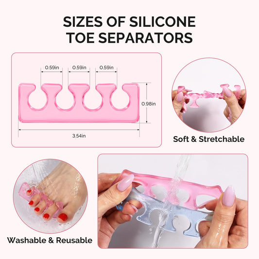 Close up of soft flexible silicone toe spacers