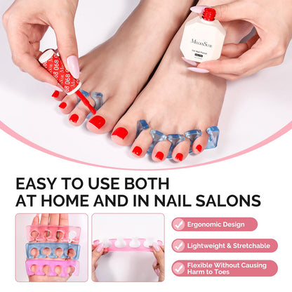 Multi-colored silicone toe dividers for home grooming