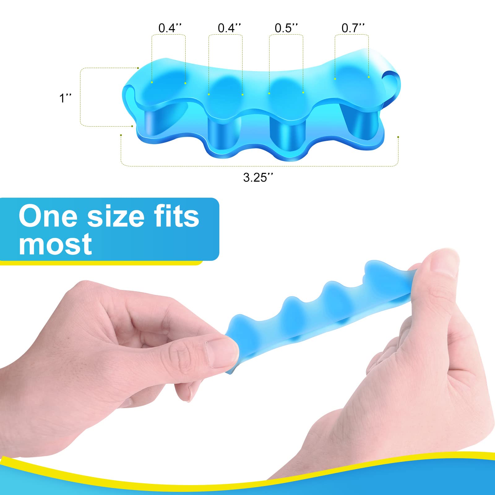 Juzure toe separators worn inside a shoe for daily comfort