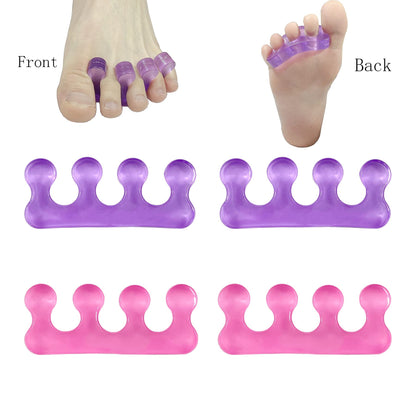 Soft silicone toe spacers separating toes for nail polish