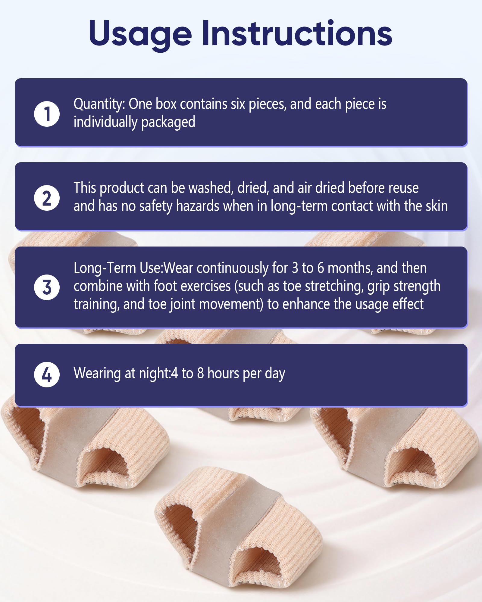 Close up view of breathable fabric on toe spacer