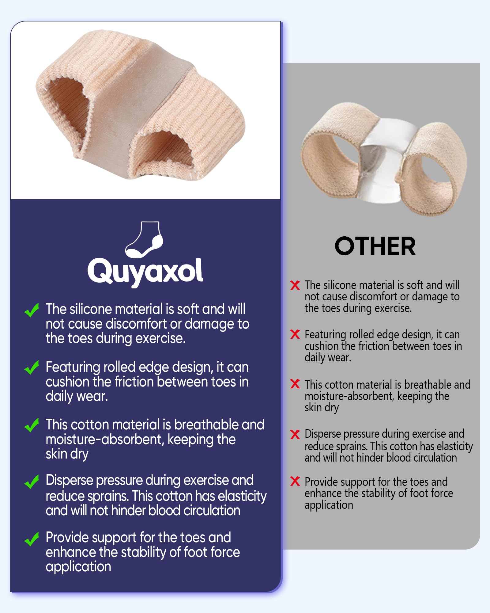 Quyaxol toe correctors inside athletic shoe
