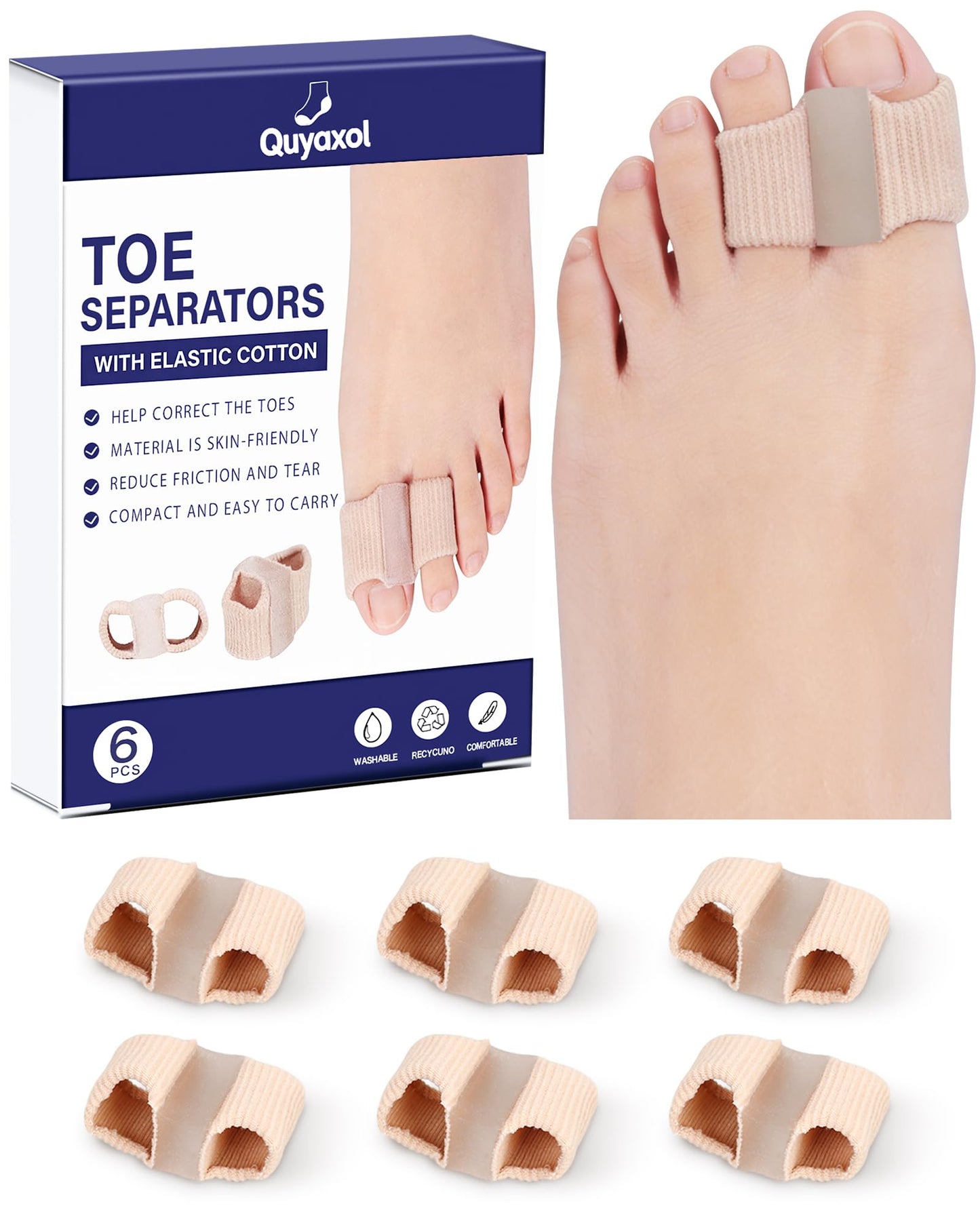 Set of 6 Quyaxol bunion separators for alignment