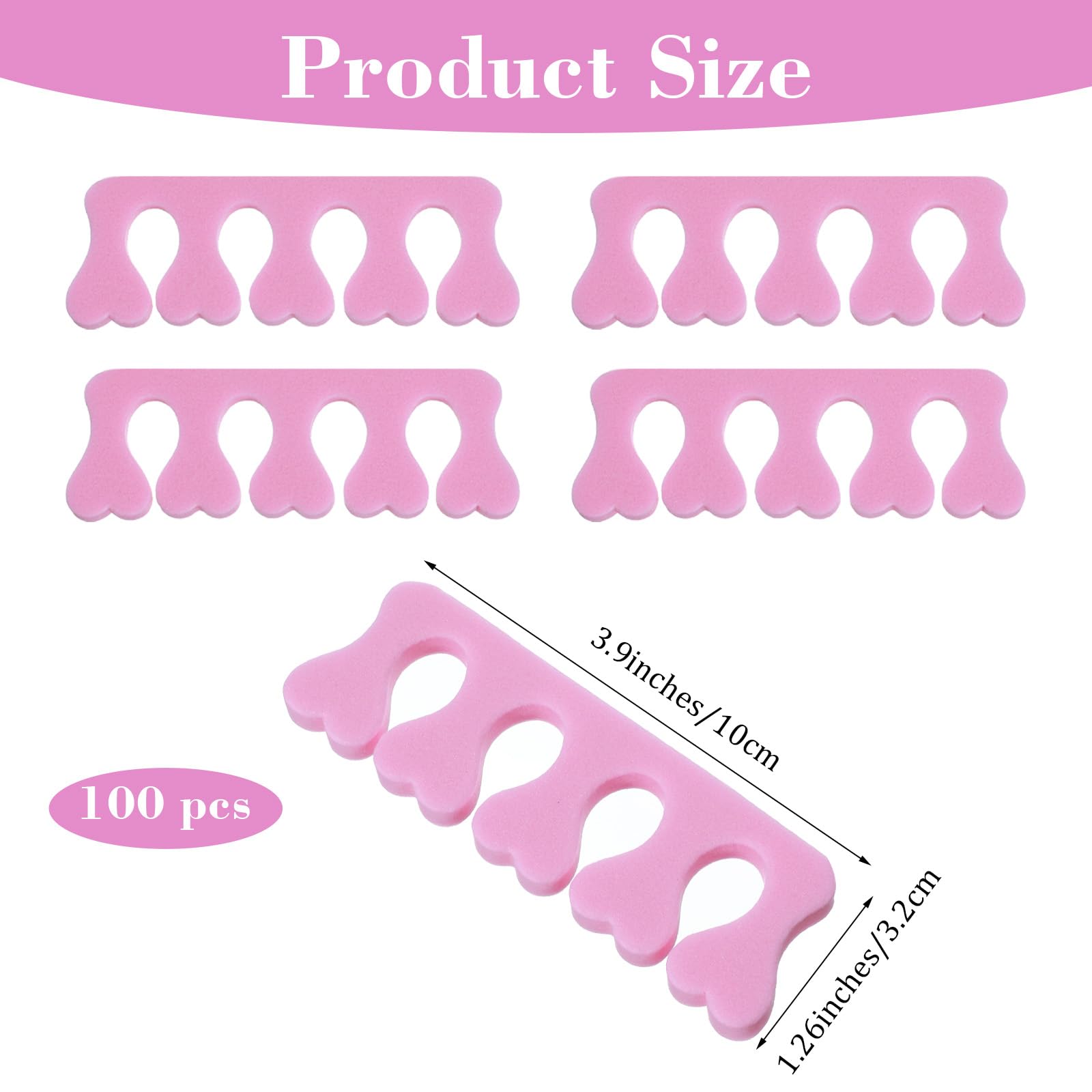 Soft pink EVA foam toe dividers for nail art manicure