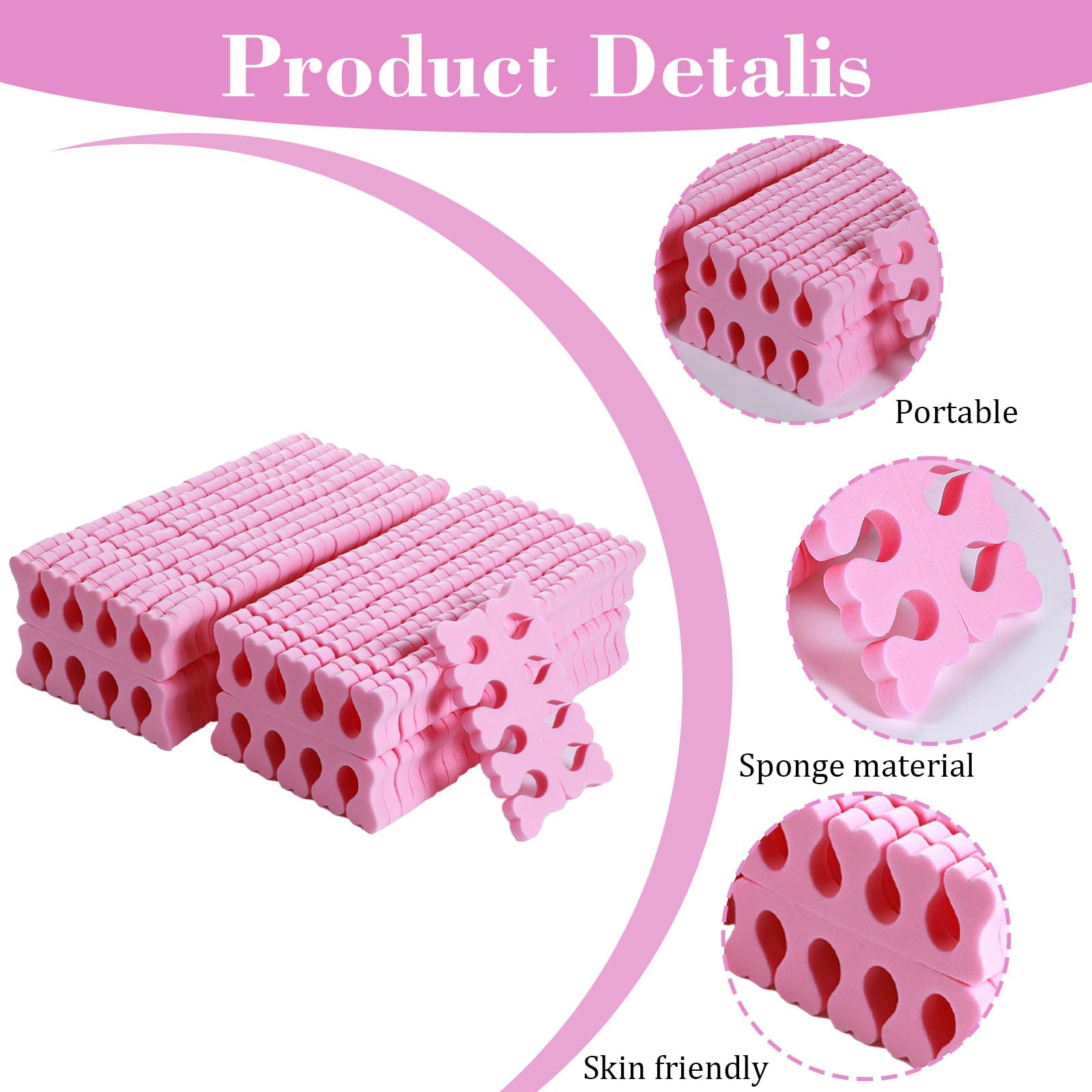 Bulk pack of professional pedicure sponge finger separators