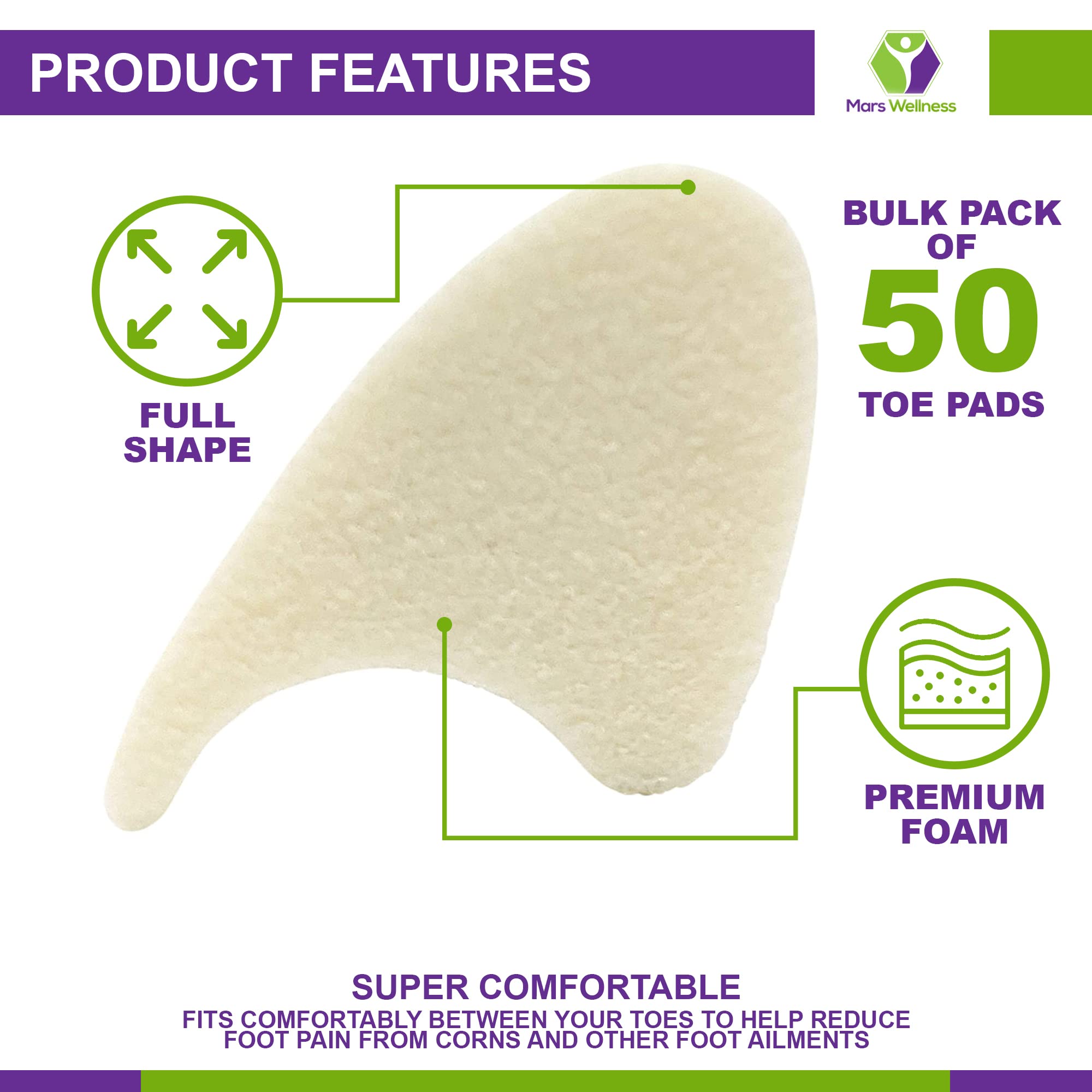 Mars Wellness toe separators showing the 1/4 inch thickness