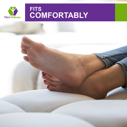 Educational diagram showing toe separator placement for comfort