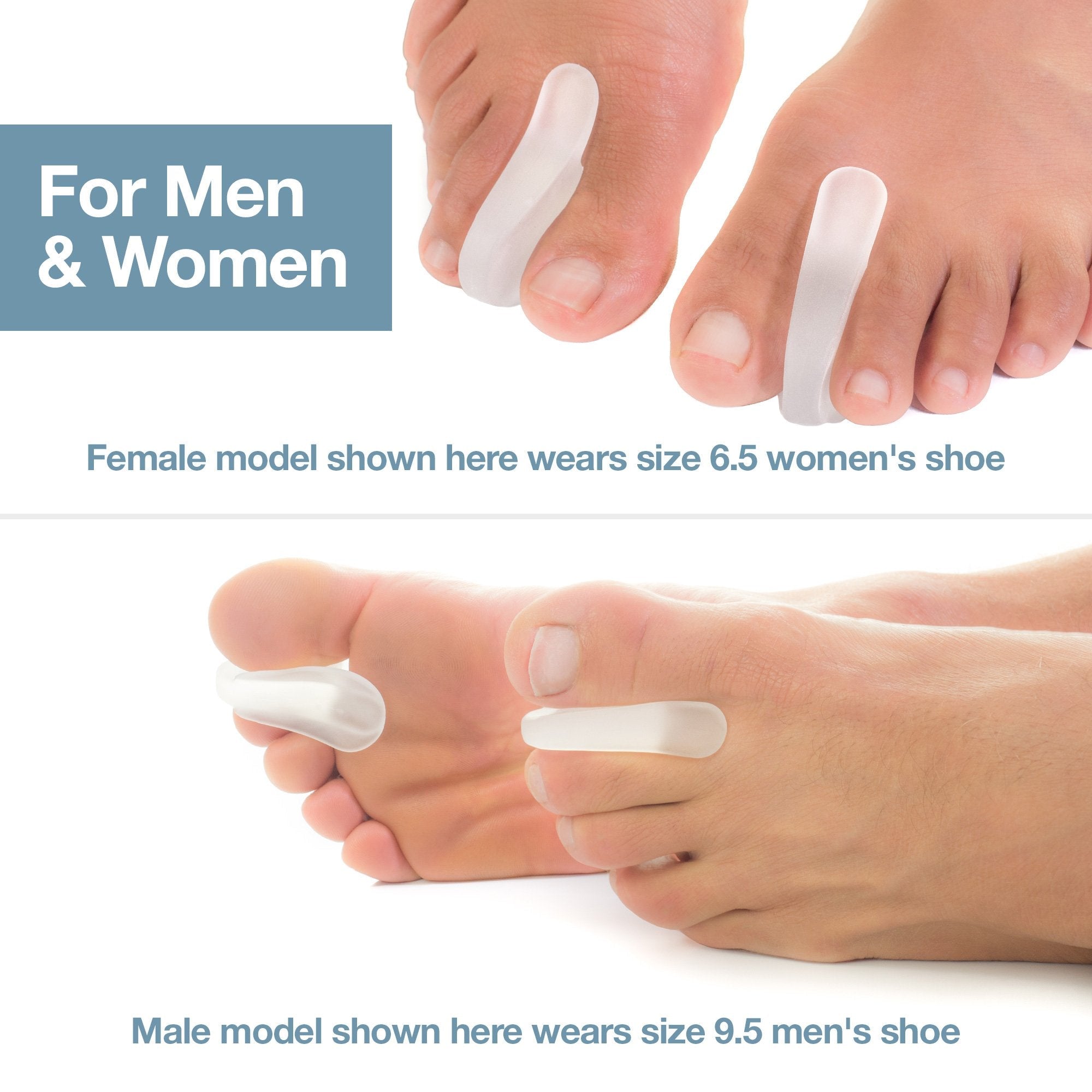 Close up of medical grade silicone toe separators