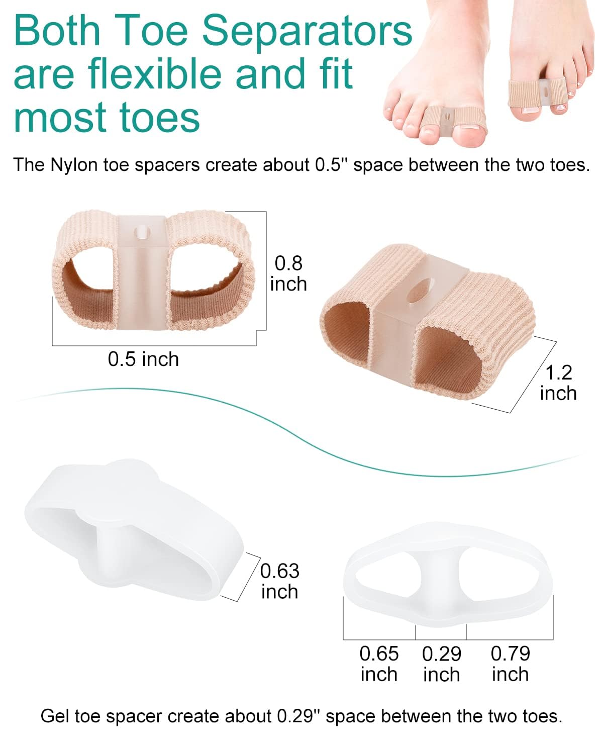 Blatown gel and nylon toe spacers for feet