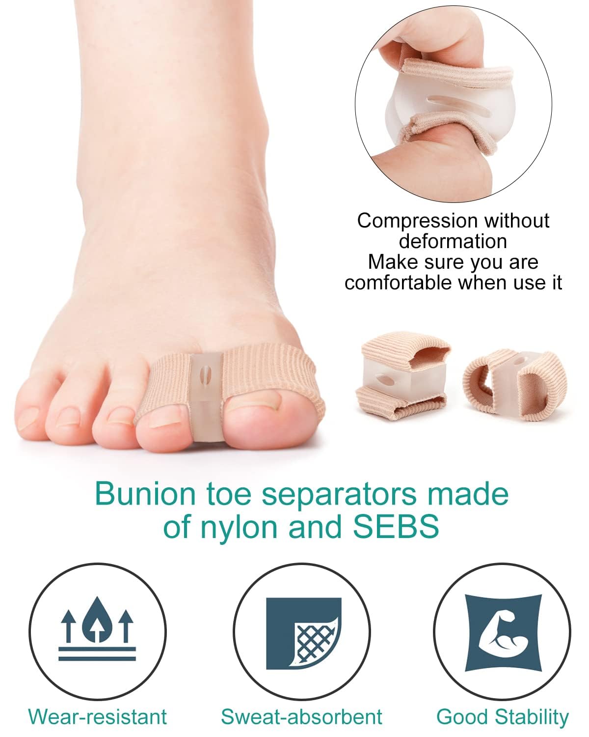 Soft silicone toe straightener for hammer toe relief