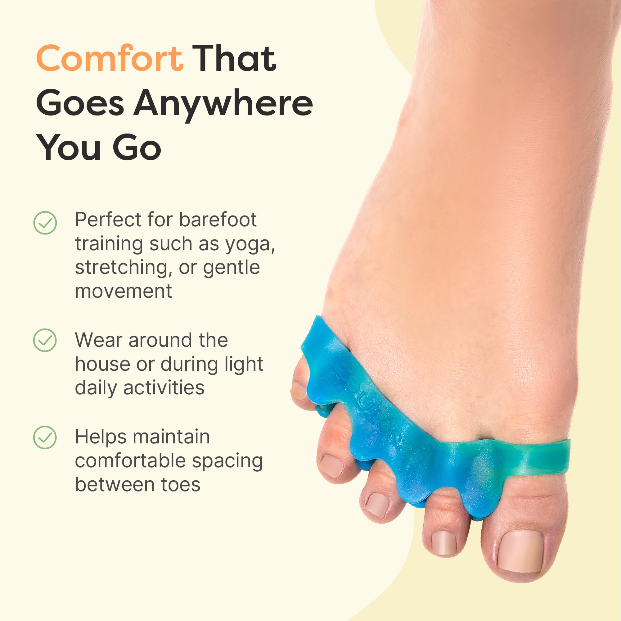 Side profile of blue ZenToes toe alignment tool