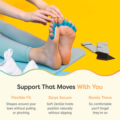 ZenToes toe straightener worn on foot for demonstration
