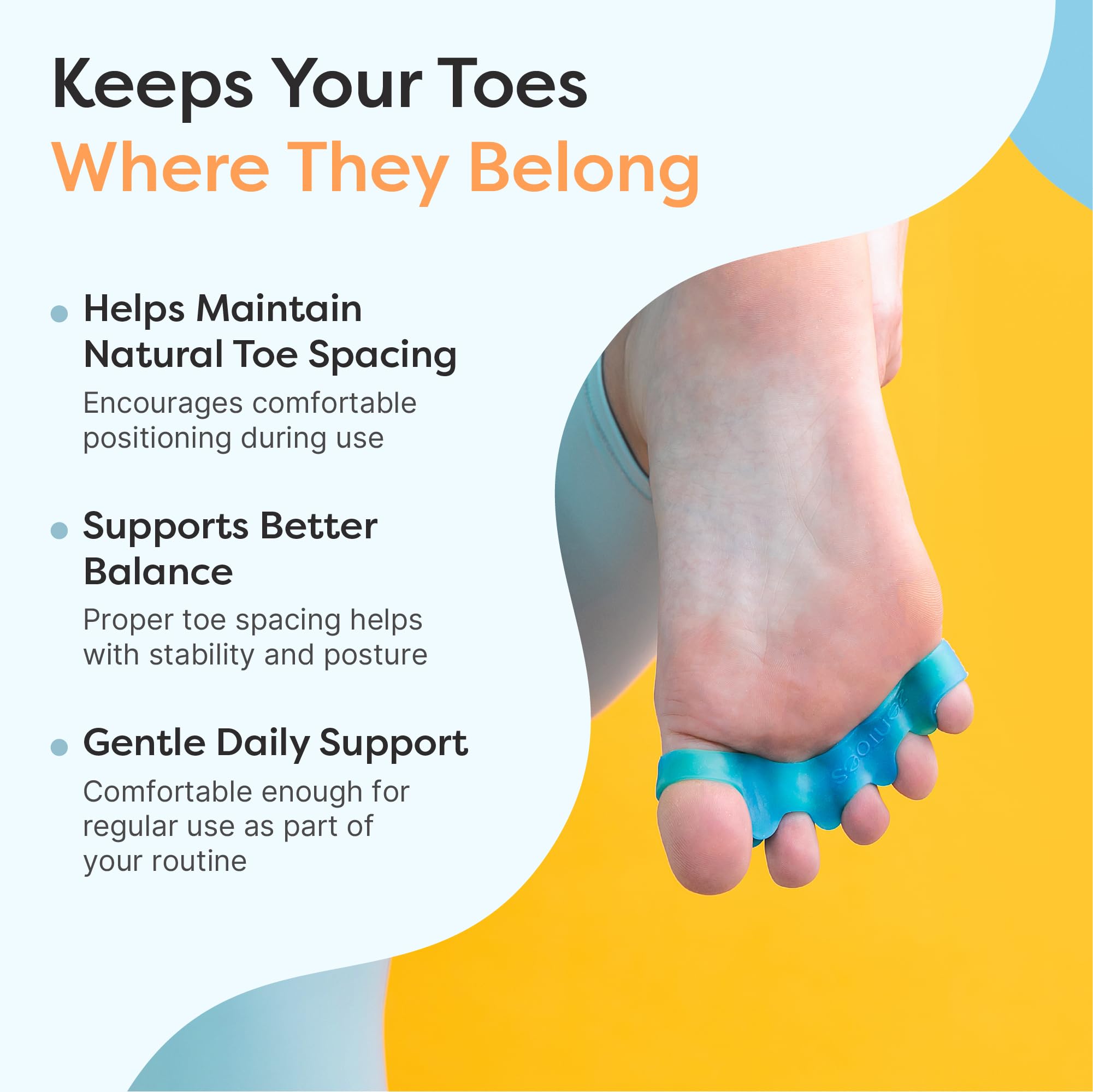 Close up of ZenToes silicone loops for hammertoe support