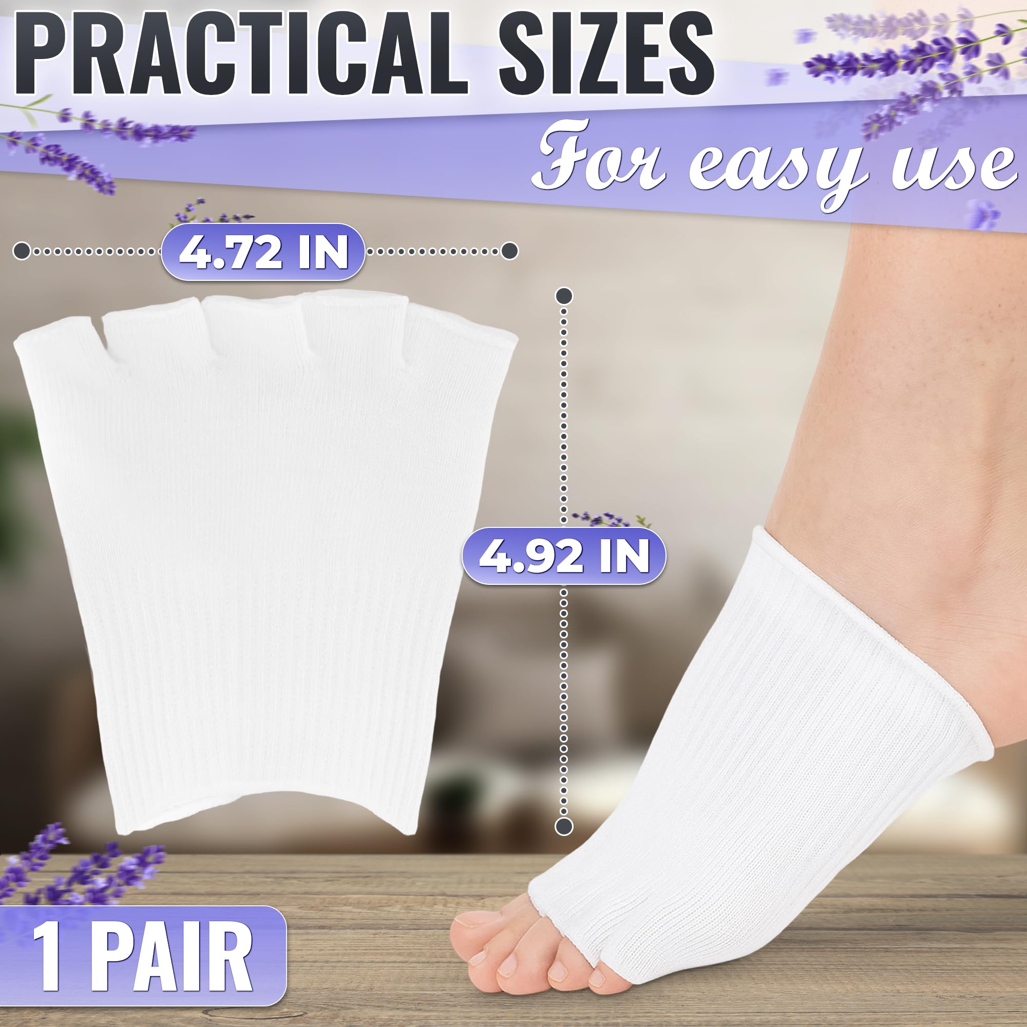 Close up of Nadoba white gel lined toe separator socks