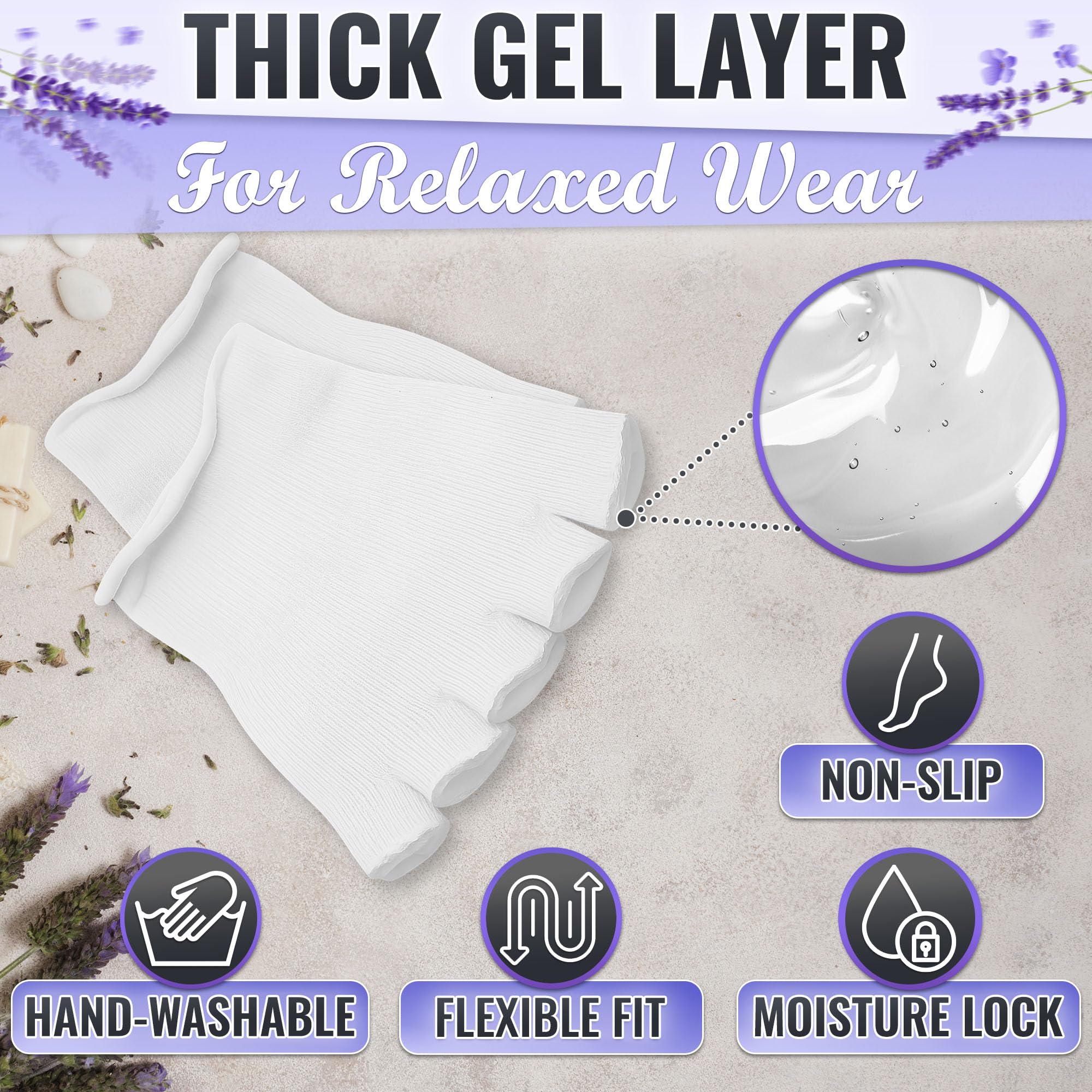 Women wearing comfortable Nadoba gel separator socks for relaxation