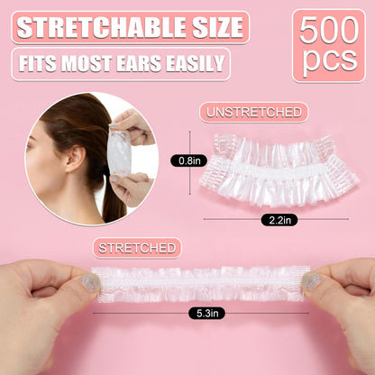 Close up look of a waterproof ear protector cap stretching to demonstrate the universal fit elastic.